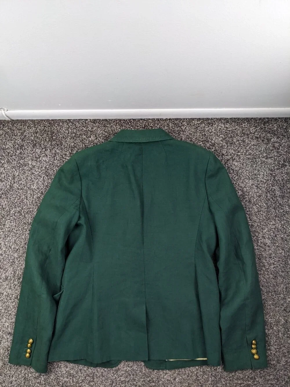 J Crew Blazer Jacket 100% Linen Gold Button Green Womens 12 12T Tall - Picture 9 of 14